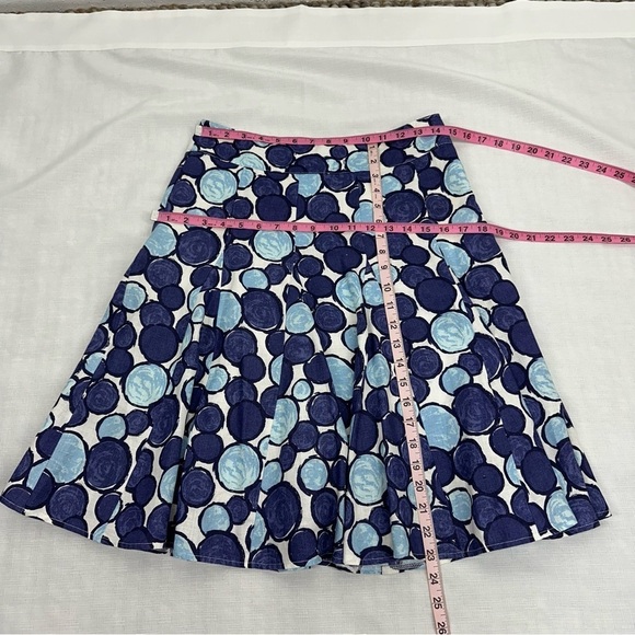 Boden Women’s Size US 4 UK 8 Linen Blue Cirle Print A Line Lined Skirt - Picture 7 of 10